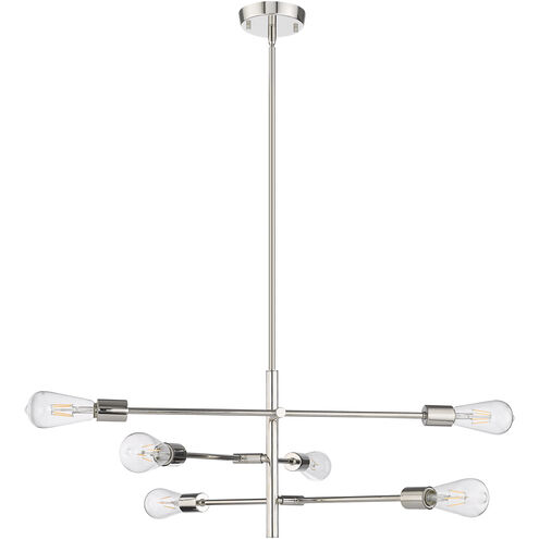 Decco 6 Light 25.63 inch Polished Nickel Chandelier Ceiling Light
